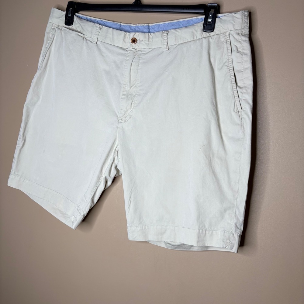 Polo Ralph Lauren Men Sz 42 Chino Shorts Classic Fit Cream Tan Pima Cotton - Picture 2 of 9